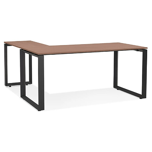 Alterego Bureau d'angle design 'BAKUS' en bois finition Noyer et métal noir - 160 cm