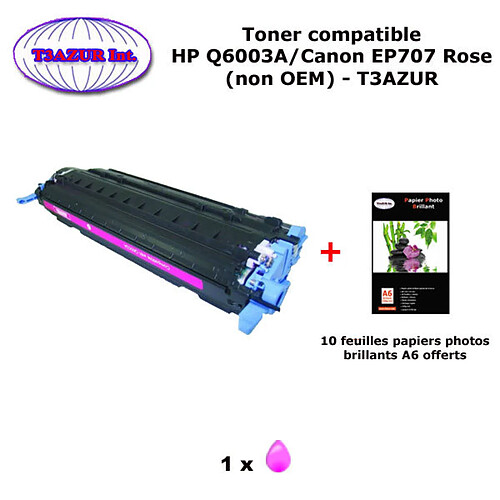 Toner générique Canon EP707 Magenta pour imprimante Canon LBP 5000, 5100, EP 707 + 10f papiers photos A6 -T3AZUR