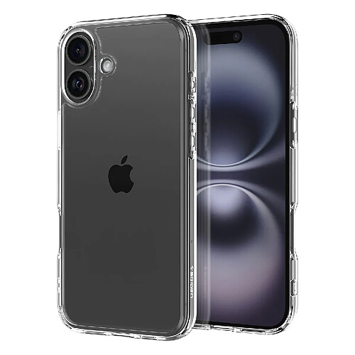 Spigen SGP Coque Antichoc pour iPhone 16 Bi-matière Anti-jaunissement Transparent