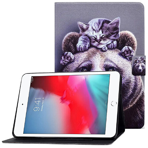 Etui en PU magnétique avec support et porte-cartes pour votre iPad Mini 1/2/3/4/mini (2019) 7.9 pouces - Chat//ours