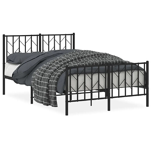 Maison Chic Cadre/structure de lit métal et tête de lit + pied de lit pour adulte - Lit Moderne Chambre noir 120x190 cm -MN75349