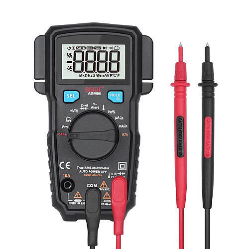 Wewoo Multimètre portable BSIDE ADM66 6000 compteurs AC / DC courant condensateur tension automatique gamme avec rétroéclairage LCD et fonction fente pour carte