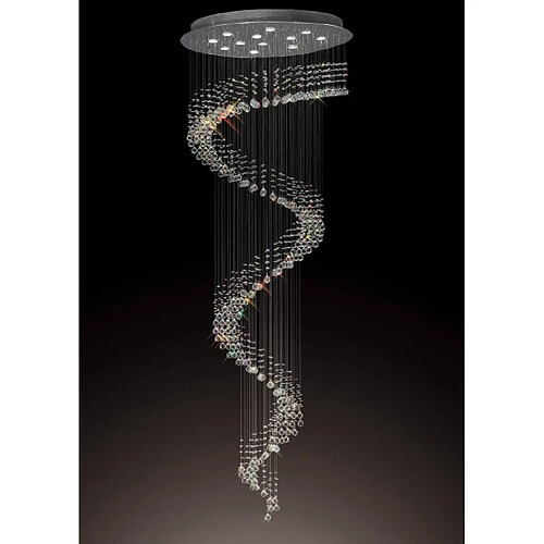 Luminaire Center Suspension Colorado Multi-Spiral 12 Ampoules chrome poli/cristal