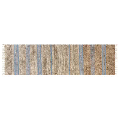 Beliani Tapis en jute beige et bleu clair 80 x 300 cm TALPUR