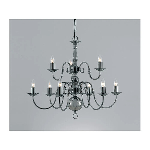 Lumière Chandelier sans abats jours Flemish Noir,bronze 9 ampoules 64cm