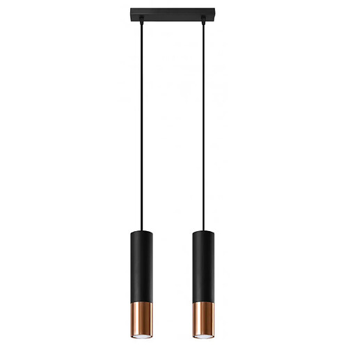 Luminaire Center Suspension Loopez Acier Cuivre,noir 2 ampoules 90cm