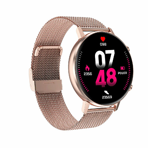 Chrono Montre connectée pour femme, écran tactile couleur 1,3 pouces. Montre-bracelet de fitness avec moniteur de fréquence cardiaque, tracker de fitness, montre de sport étanche avec podomètre, moniteur de sommeil, compatible IOS/Android( Rose)