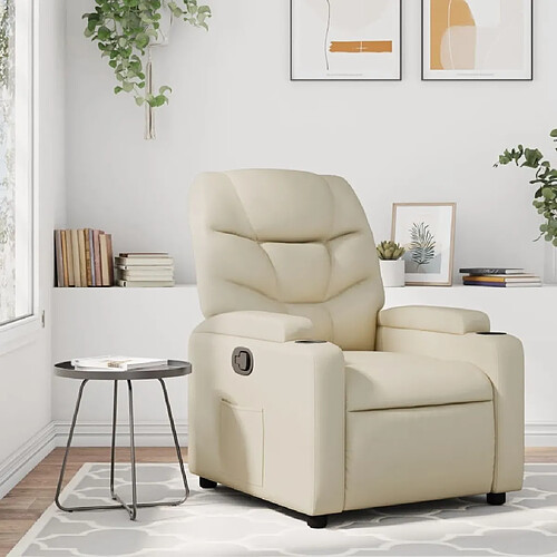 Maison Chic Fauteuil inclinable,Fauteuil luxe de relaxation Crème Similicuir -MN89122