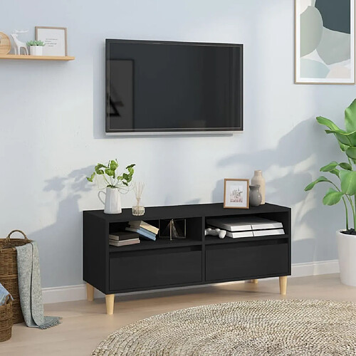 Maison Chic Meuble TV scandinave - Banc TV pour salon noir 100x34,5x44,5 cm bois d'ingénierie -MN43729