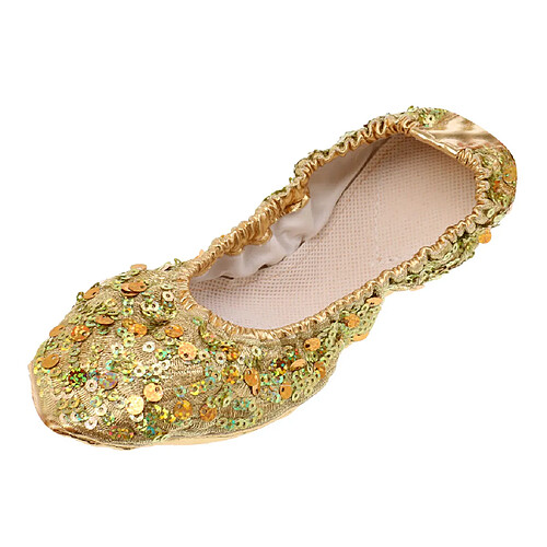 Chaussures de danse du ventre semelles douces danse chaussures de performance avec des paillettes l d'or