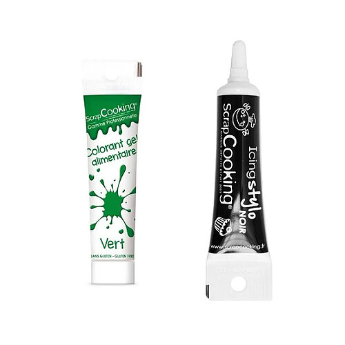 Scrapcooking Gel colorant alimentaire vert 20 g + Stylo de glaçage noir