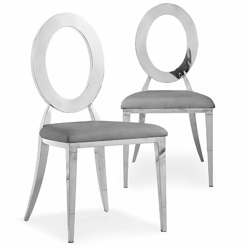 Paris Prix Lot de 2 Chaises en Métal Design Sorel 97cm Gris & Argent