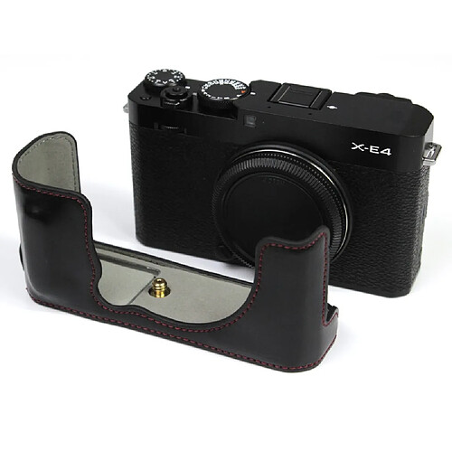 Etui en PU Demi-corps inférieur de la caméra avec ouverture de la batterie noir pour votre Fujifilm X-E4