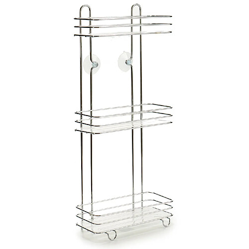 ETAGERE POUR DOUCHE ETAGERE MURALE SALLE DE BAIN 3 PANIERS DE DOUCHE ETAGERE DE SUPPORT DE RANGEMENT DE SALLE DE BAINS DE SUPPORT DE DOUCHE SUSPENDU EN CHROME DE 3 NIVEAUX 26X13,5X59,5CM+Berilo