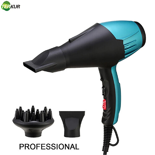 Universal Sèche-cheveux professionnel puissant 1800W Sèche-cheveux à ions négatifs Électrique Ventilateur Onduleur d'air chaud/froid Réglage de la vitesse(Bleu)