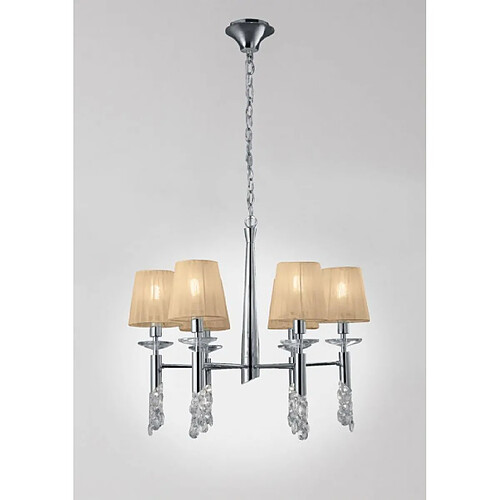 Luminaire Center Suspension Tiffany 6+6 Ampoules E14+G9, chrome poli avec Abat jour bronzes & cristal transaparent