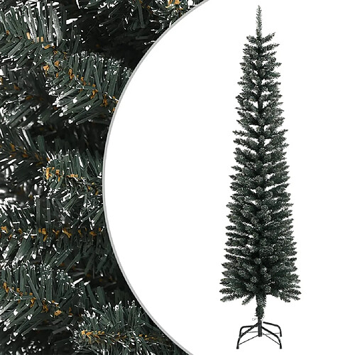 vidaXL Sapin de Noël artificiel mince avec support Vert 240 cm PVC