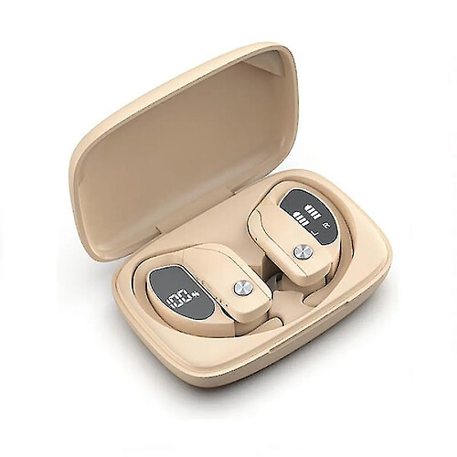 Universal Bouchons d'oreilles sans fil Bluetooth pour le sport Véritable casque stéréo sans fil casque basse (beige)