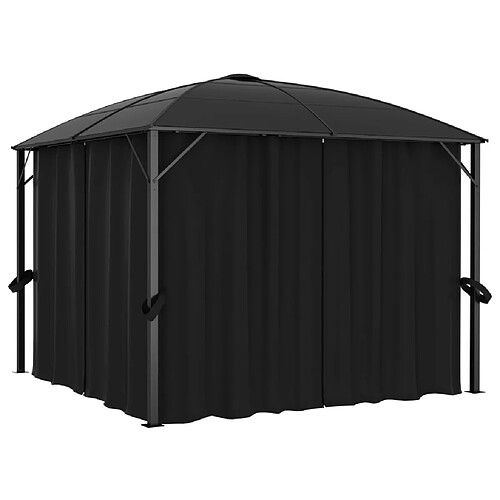 vidaXL Tonnelle avec rideaux 300x300x265 cm Anthracite