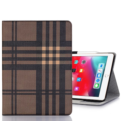 Wewoo Housse Étui Coque Etui en cuir PU à rabat horizontal à carreaux pour iPad Pro 11 pouces 2018avec support et emplacements cartes et porte-monnaie café