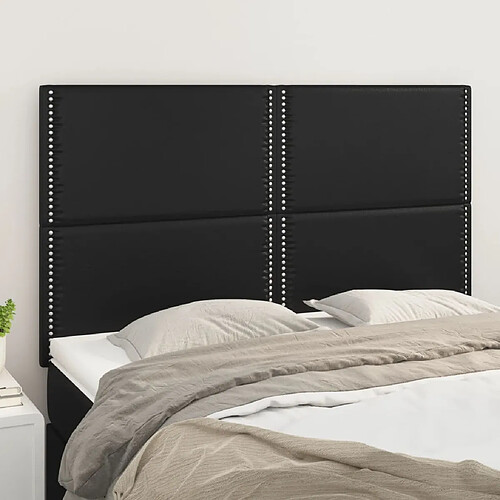 vidaXL Têtes de lit 4 pcs Noir 72x5x78/88 cm Similicuir