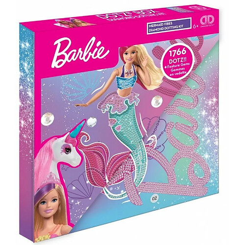 DIAMOND DOTZ DBX 095 ? Kit de peinture diamant 5D original DOTZ Box Barbie Mermaid Vibes, kit créatif avec pierres de mosaïque diamant scintillantes, env 28 x 28 cm, kit de bricolage complet pour