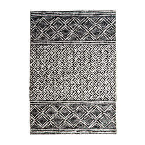 Thedecofactory MEDIA CROISILLONS - Tapis en polypropylène et coton motif croisillons gris 190x290