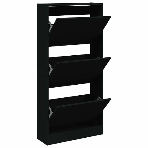 Maison Chic Armoire à chaussures | Meuble de rangement à chaussures Meuble d'Entrée noir 60x21x125,5 cm bois d'ingénierie -MN24527