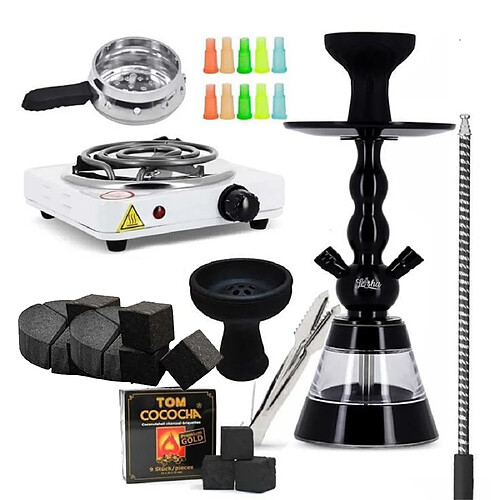 Pack Chicha Alu 3B Design Economique + Allume Plaque + Chauffe Charbon + Charbons à Narguilé