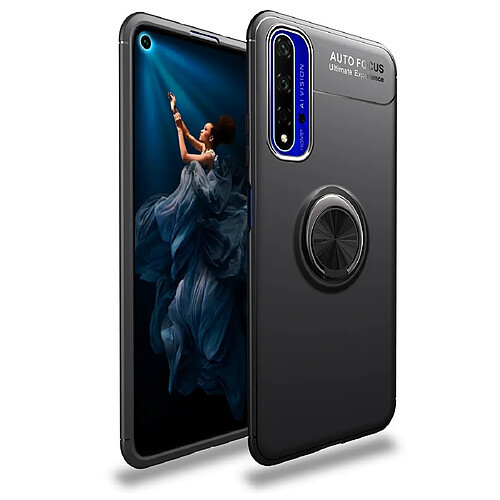 Wewoo Coque Souple Titulaire de l'anneau en métal Étui TPU rotatif à 360 degrés pour Huawei Honor 20 noir + noir