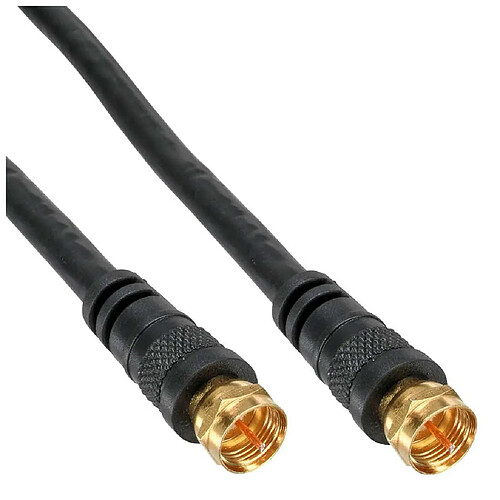 Câble InLine® SAT Premium 2x avec 2x prises F-Plug 85dB noir 15m