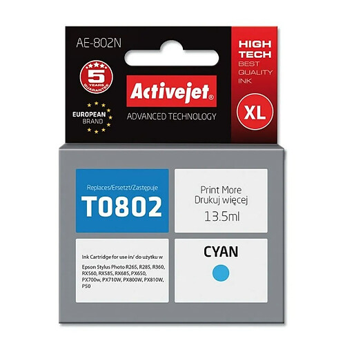 Activejet? Cartouche d'encre originale Activejet AE-802N Cyan