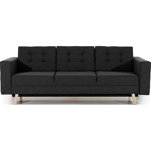 VENESETTI Canapé 3 places convertible - en tissu de qualité noir, ASVENA