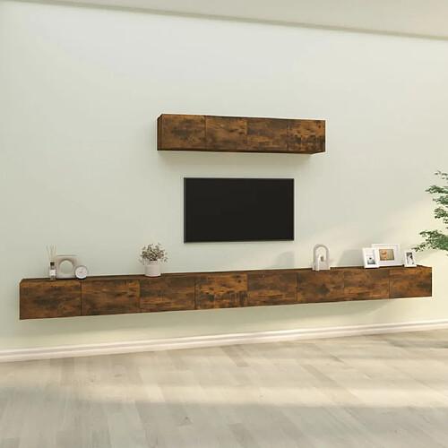 Maison Chic Ensemble de meubles TV 6 pcs | Banc TV Moderne pour salon | Meuble de Rangement - Chêne fumé Bois d'ingénierie -MN74700