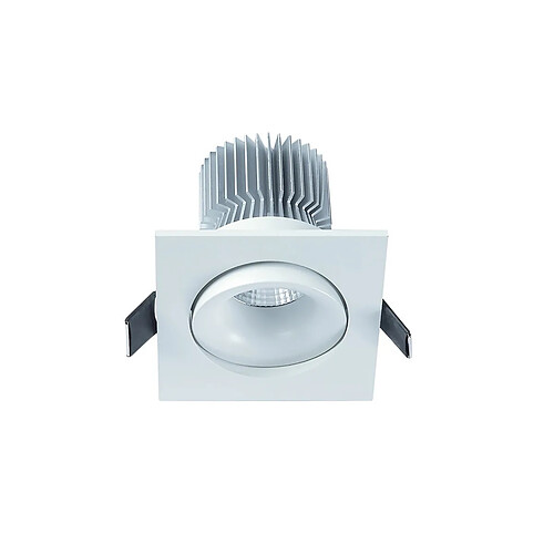 Inspired Downlight Encastré Pivotant Carré 8cm 7W COB LED 3000K, 550lm, Blanc Mat, Driver Inclus, 3 ans de Garantie