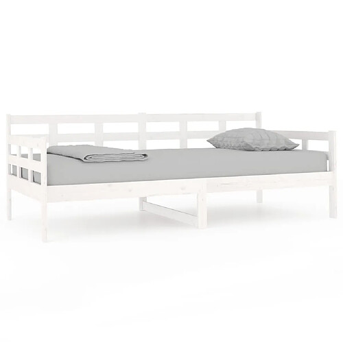 Maison Chic Lit de jour, Lit de repos pour Salon Chambre,Canapé-lit,Lit d'invité Blanc Bois massif de pin 90x190 cm -MN31081