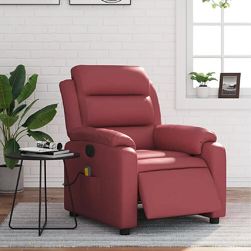 vidaXL Fauteuil de massage inclinable électrique rouge bordeaux