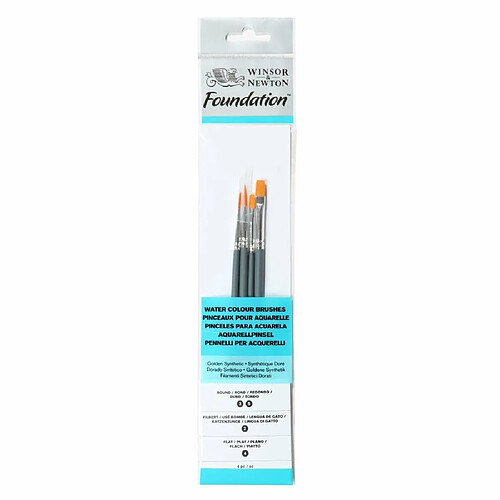 Winsor & Newton 503062 Pinceau Bois, Bleu, 3/5/2/4