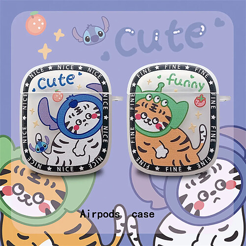 GUPBOO Airpods Coque Housse Étui Protecteur Compatible pour AirPods 3-dessin animé mignon petit tigre