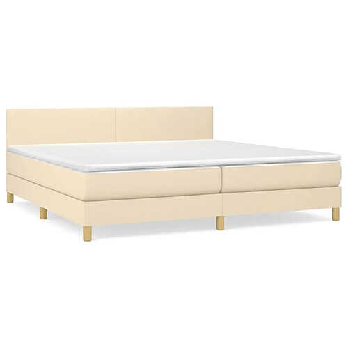 Maison Chic Lit adulte- Lit + matelas,Sommier à lattes de lit avec matelas Crème 200x200 cm Tissu -GKD34788