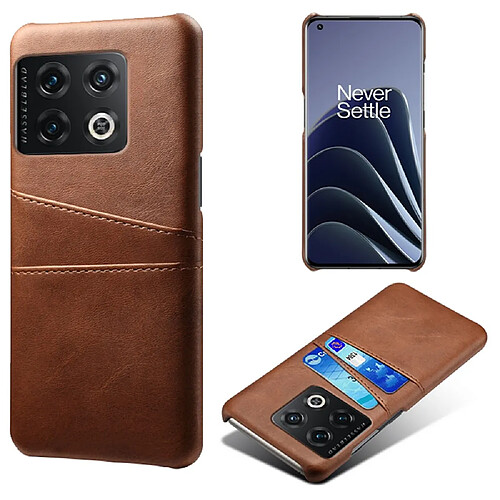 Coque en TPU + PU anti-griffes avec porte-carte, marron pour votre OnePlus 10 Pro 5G