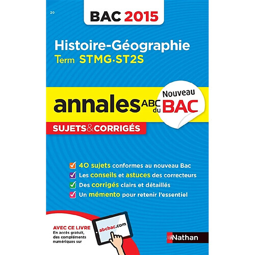 Histoire géographie, terminale STMG, ST2S : bac 2015 · Occasion