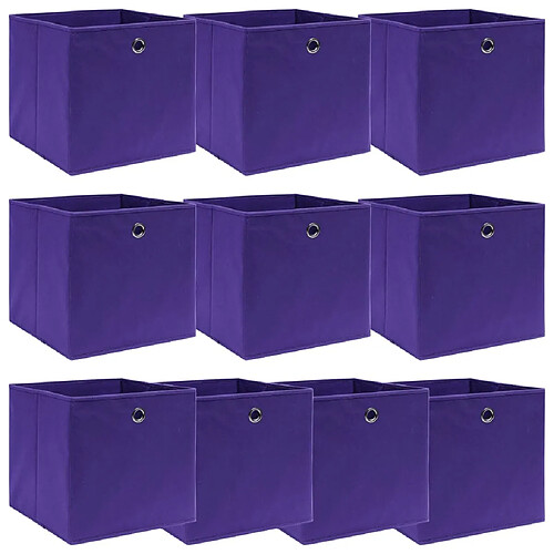 Maison Chic Lot de 10 Boîtes de rangement,Boîtes de stockage Violet 32x32x32 cm Tissu -MN768706