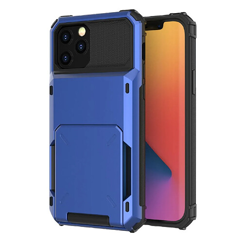 Coque en TPU à rabat, hybride, anti-chute avec porte-cartes bleu pour votre Apple iPhone 13 Pro 6.1 pouces