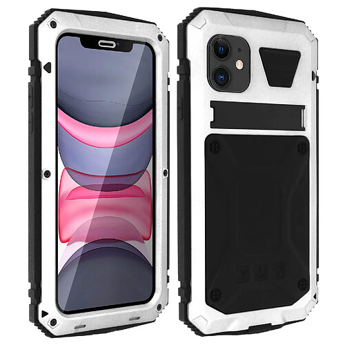 Avizar Coque iPhone 11 Aluminium Silicone Support Vidéo Tank Series Argent