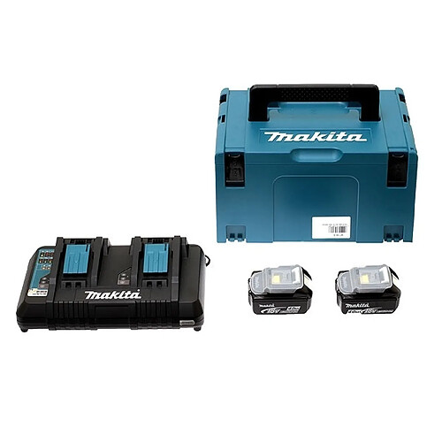 Makita - Pack 2 batteries 18V 6Ah et chargeur + coffret MakPac - 198077-8