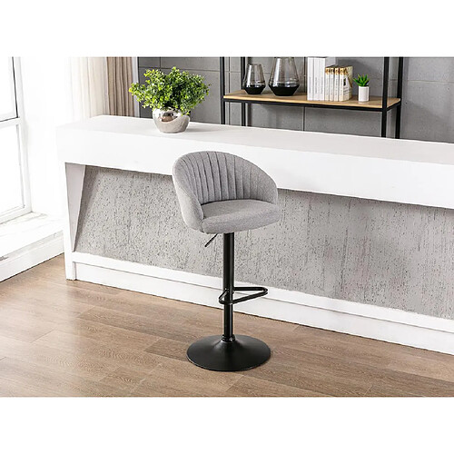 Vente-Unique Lot de 2 tabourets de bar en tissu et métal - Hauteur réglable - Gris - DORALIZ