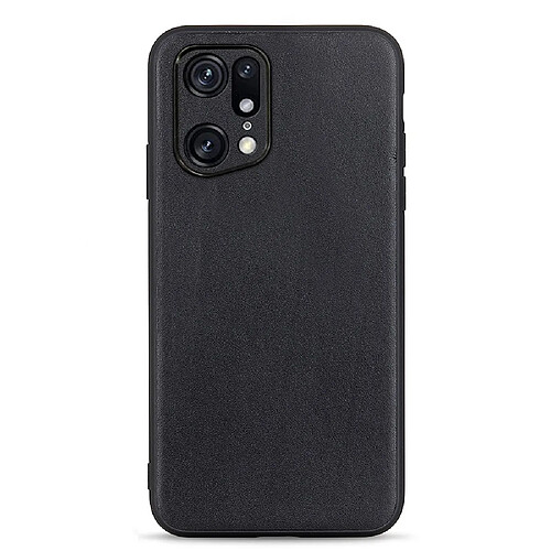 Coque en TPU + cuir véritable noir pour votre Oppo Find X5 Pro