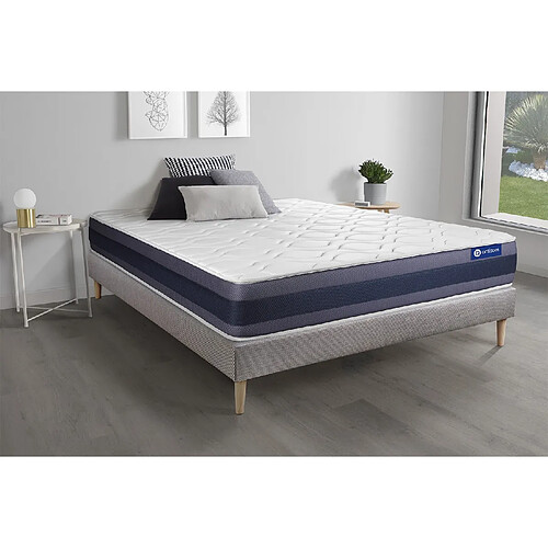 ACTISOM Ensemble matelas Latex+Mémoire de forme ACTILATEX MORPHO 140x190 Maxi épaisseur 5zones de confort + sommier KIT gris