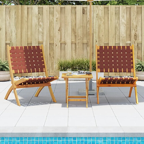 vidaXL Chaises de jardin pliantes lot de 2 bois d'acacia solide tissu